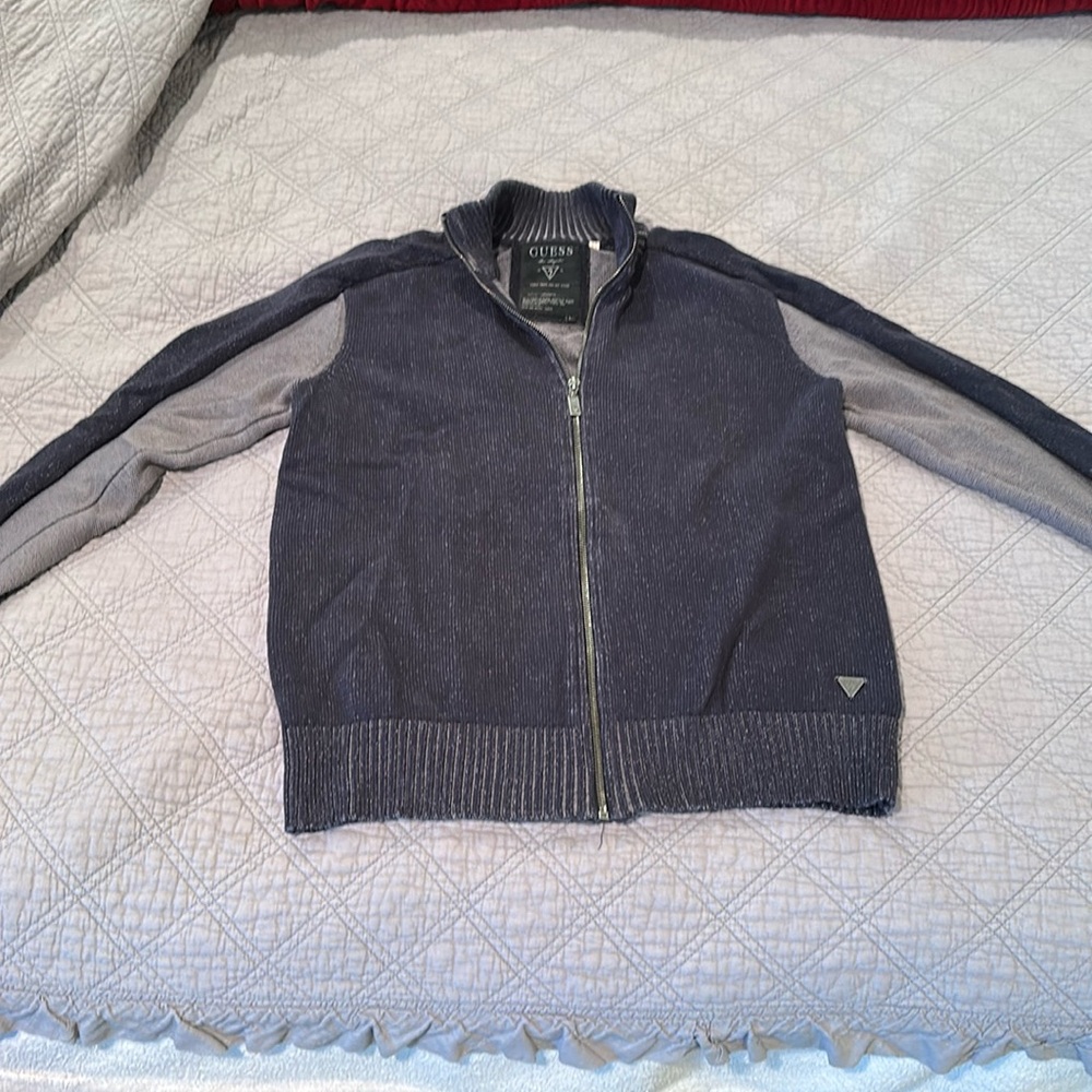 Guess men’s full zip up mock neck sweater